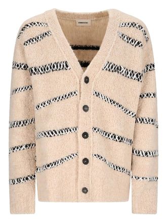 ATOMOFACTORY bouclé striped cardigan - men - Alpaca Wool/Wool/Acrylic/Spandex/Elastane/Polyamide - S - Neutrals