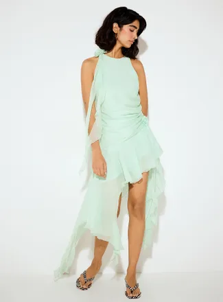 Bardot Womens Ivana mint green ruffled minidress