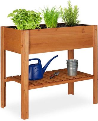 Relaxdays Relaxdays - Huerto Urbano, Arriate Alto, Jardinera Grande, Mesa Cultivo, Madera De Abeto, 80 X 88 X 43,5 Cm, Marr&oacute;n Rojizo