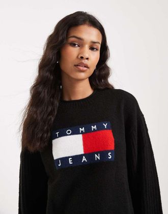 Tommy Jeans Maglione nero con bandiera