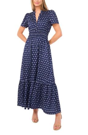 CeCe by Cynthia Steffe Medallion Print Maxi Dress in Classic Navy at Nordstrom, Size Medium