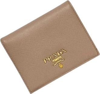 Prada Pre-owned Saffiano Portemonnee (bi-fold) - Dames - Vintage Accessoires - Beige - ONE Size - Leer - Vintage
