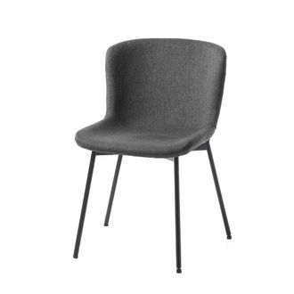 Oresteluchetta Juego 4 sillas tela gris, estructura negro mate 80x50x60 cm sal&oacute;n