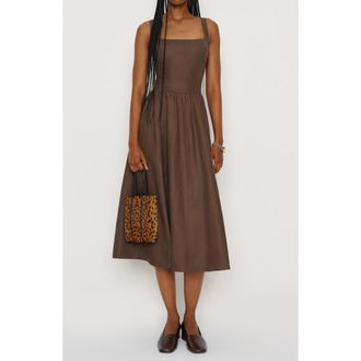 Reformation Janu Linen Sundress in Chocolate Cake at Nordstrom, Size 12