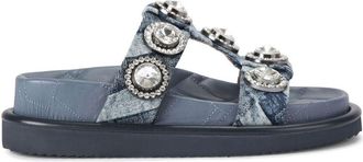 Kurt Geiger Orson Crystal denim sandals - women - Denim/Metal/Artificial Leather/glass/Rubber - 39 - Blue
