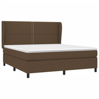 vidaXL Vidaxl - Cama Box Spring Con Colch&oacute;n Tela Marr&oacute;n Oscuro 180x200 Cm