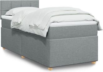 vidaXL Cama Box Spring Con Colch&oacute;n Tela Gris Claro 80x200 Cm Vidaxl