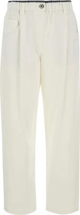 Brunello Cucinelli Dames, Broeken, Wit, Maat: M Katoen