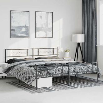 vidaXL Vidaxl - Estructura Cama Sin Colch&oacute;n Con Estribo Metal Negro 193x203 Cm