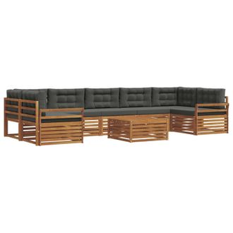 vidaXL Conjunto De Sof&aacute;s De Exterior 8 Uds. Natural Y Antracita Vidaxl