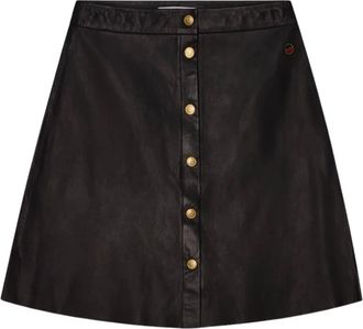 Busnel Alianne Leren Rok - Dames - Leren & Su&egrave;de rokken - Zwart - XS - Leer - Rokken
