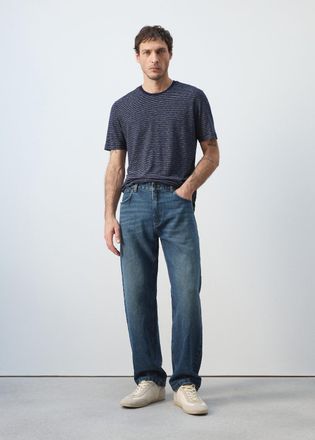 Mango T-shirt lino slim fit righe blu inchiostro - Uomo - XS - MANGO MAN