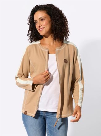 Casual Looks Shirtjacke CASUAL LOOKS Shirtjacke, Damen, Gr. 36, camel, ecru, 50% Baumwolle, 50% Polyester, unifarben, Rundhals, Shirts Shirtjacke