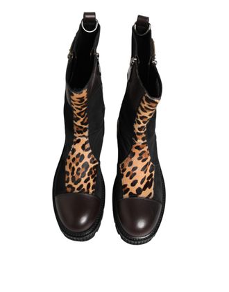 Dolce & Gabbana Mens Multicolor Leopard Mid Calf Boots Shoes Crocodile+77lf