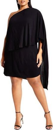 City Chic Lily One Shoulder Minidress in Black at Nordstrom Rack, Size 3Xl/26W