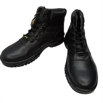 Rhino Mens Tactical Safety Leather Work Boots In Black