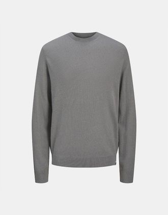 Jack & Jones Jack & Jones Mens Brooks Relaxed Fit Cashmere Blend Sweater Crew Sweatshirt - Grey - Size: 36