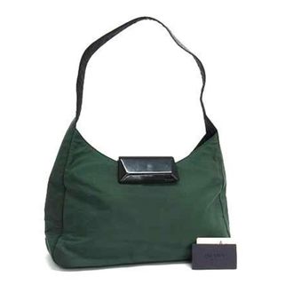 Prada Black Green Tessuto Nylon Handbag Shoulder Bag Tote Bag (Pre-Owned)