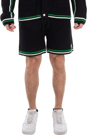 Casablanca Mens Black Crochet Tennis Shorts, Size Small