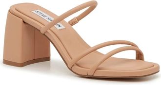 Steve Madden Womens Steve Madden Gemeni Sandals Tan Slip On Square Toe Block Heel HAWK1094