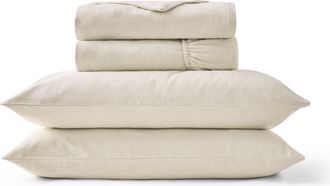 Christy Flannel Marl Brushed Cotton Sheet Set Bundles in Oat at Nordstrom, Size Queen