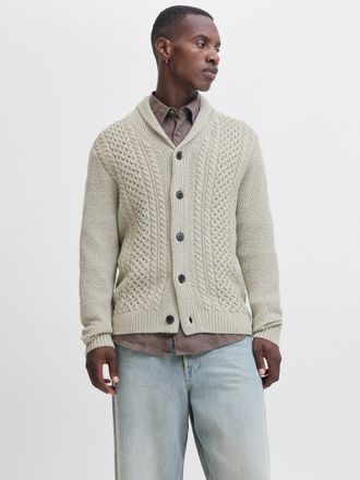 Jack & Jones Strickpullover JACK & JONES JJPAUL KNIT SHAWL CARDIGAN, Herren, Gr. XL, wei&szlig; melange, Strick, Obermaterial: 82% Polyacryl, 18% Baumwolle, meliert, reg