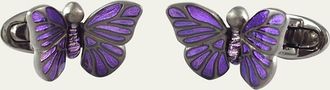Jan Leslie Enamel Butterfly Cufflinks, Purple