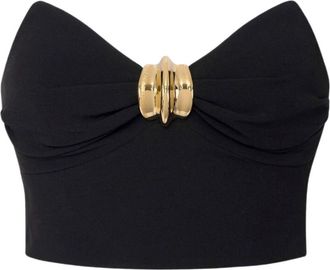 Elisabetta Franchi Top met juweelversiering in cr&ecirc;pe - Dames - Tops zonder mouwen - Zwart - L - Polyester - Tops