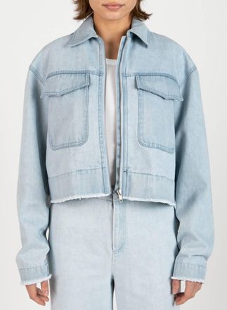 ATM Anthony Thomas Melillo Womens Washed Denim Cropped Jacket In Blue