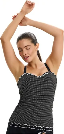 Gottex Dottie Delight E-Cup Tankini Top in Black-White at Nordstrom, Size 32