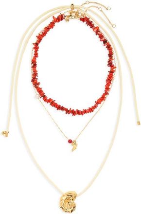 Madewell Set of 3 Pukka Shell Necklaces in Enamel Red at Nordstrom