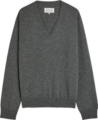 Maison Margiela V-neck Wool Jumper - Dark Grey - S (UK8-10 / S)