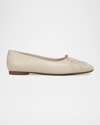 Vince Dany Gathered Leather Ballerina Flats