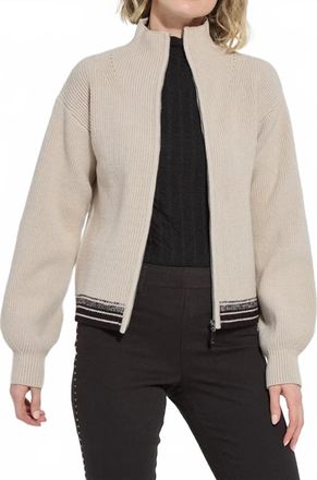 Lyss&eacute; Blythe Zip Up Rib Sweater In Extra Beige