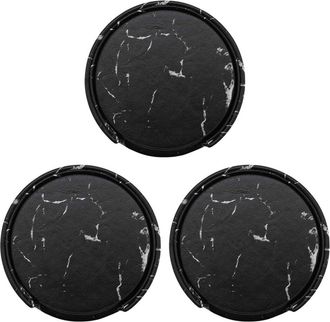 OEM Juego De 18 Posavasos Redondos Negros Con Soporte, Protectores De Vasos