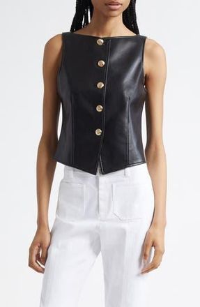 Cinq &agrave; Sept Camen Faux Leather Vest in Black at Nordstrom Rack, Size Xx-Small