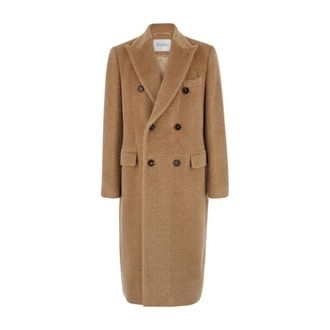 Dolce & Gabbana Beige Dubbelborstige Lama Jas - Heren - Mantel - Beige - L - Jassen