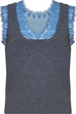 Paco Rabanne Truien - Dames - Tops zonder mouwen - Blauw - S - Wol - Tops