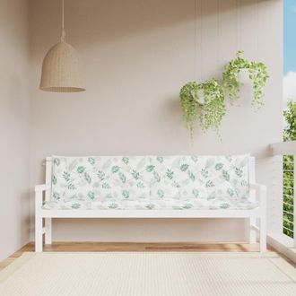vidaXL Cojines Banco Jard&iacute;n 2 Uds Tela Estampado De Hojas 200x50x7 Cm Vidaxl