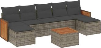 vidaXL Vidaxl - Set De Sof&aacute;s De Jard&iacute;n 8 Pzas Y Cojines Rat&aacute;n Sint&eacute;tico Gris