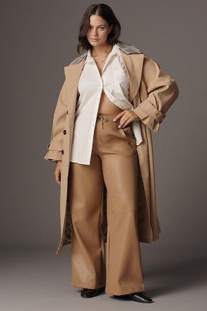 Bishop + Young Faux Leather Wide-Leg Track Pants