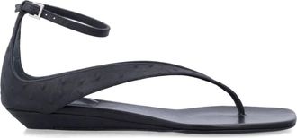 Loulou Studio Niham Mini Wedge Sandal - Dames - Sandalen - Zwart - 37 EU - Leer - Schoenen