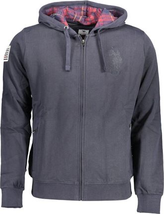 U.S.Polo Association Blauwe Hoodie met Rits en Borduursel - Heren - Vesten met rits - Blauw - XL - Hoodies & sweatvesten