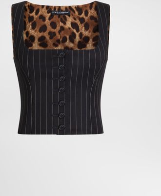 Dolce & Gabbana Pinstripe Wool Vest - Woman Shirts And Tops Multi-colored Wool 36