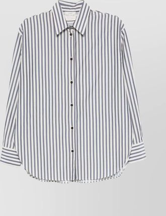 Forte_Forte striped long sleeve top with curved hem