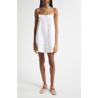 Sandy Liang Patsy Cotton Pintuck Minidress in White at Nordstrom, Size Small