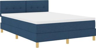 vidaXL Box Spring Bed with Mattress Blue 140 x 190 cm Fabric vidaXL
