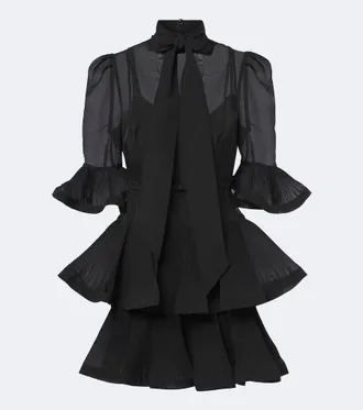 Zimmermann Pleated tie-neck minidress