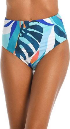 La Blanca Coastal Palms High Waist Bikini Bottom In Ice Blue