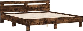 vidaXL Bed Frame without Mattress Smoked Oak 160x200 cm Vidaxl